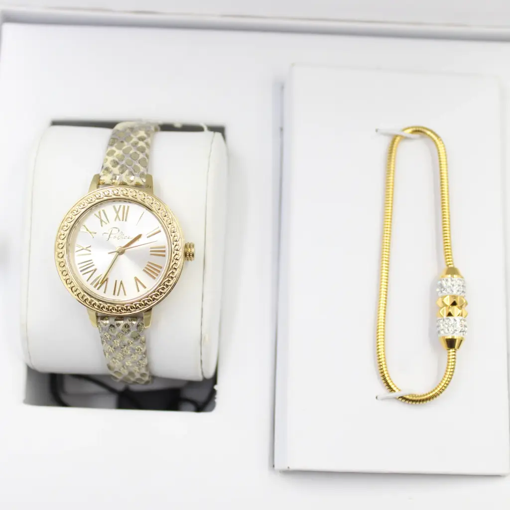 POLICE WOMAN'S WATCH+BRACELET  SET PL16025BSG04 
