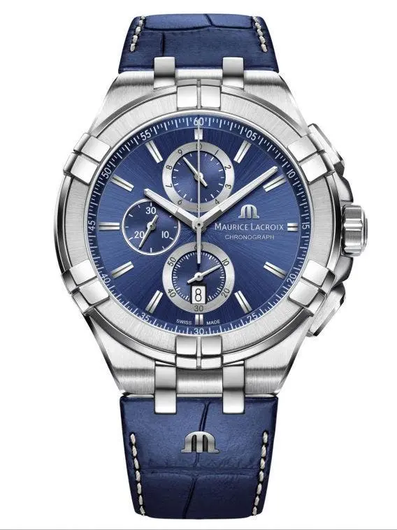 MAURICE LACROIX AIKON Chronograph 44mm Quartz Men's Leather Watch