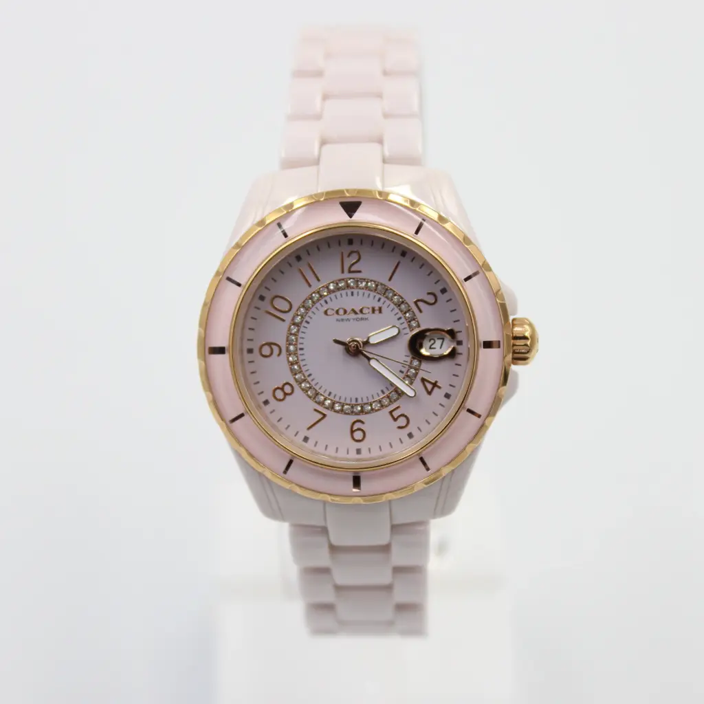 COACH Women’s Watch – Pink Ceramic & Gold-Tone Accents 1297491768