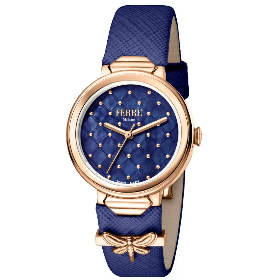 FERRE MILANO BLUE LEATHER WATCH FM1L124L0041 