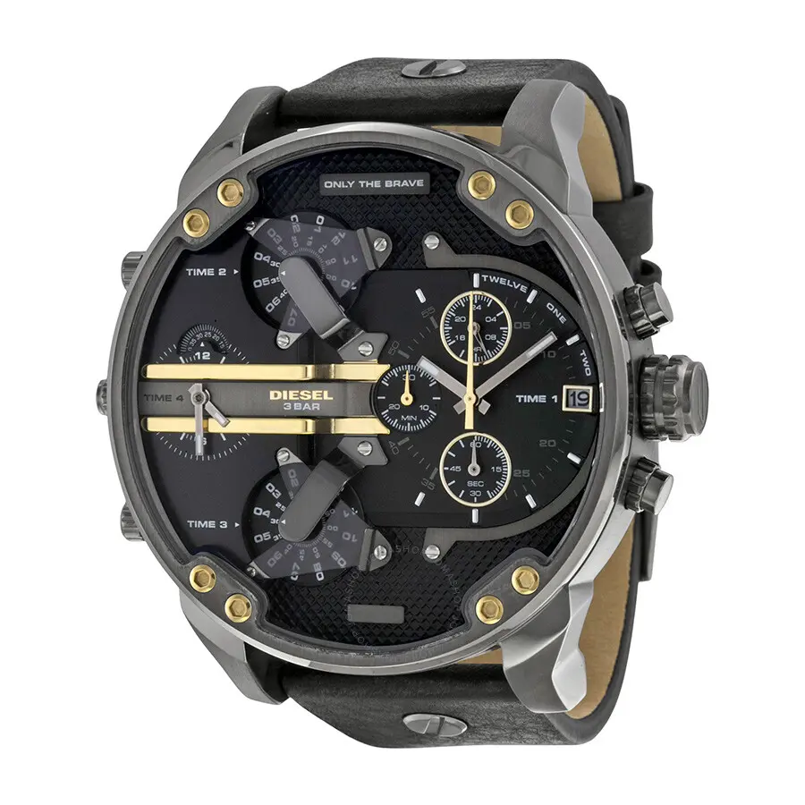 Diesel Mr. Daddy 2.0 Black Dial Black Leather Men's Watch