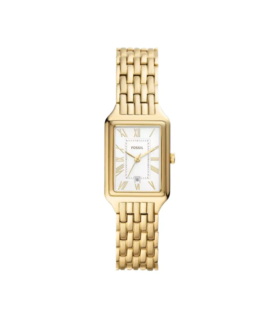 FOSSIL Womens Raquel Three-Hand Date Gold-Tone Stainless Steel Watch  ES5220
