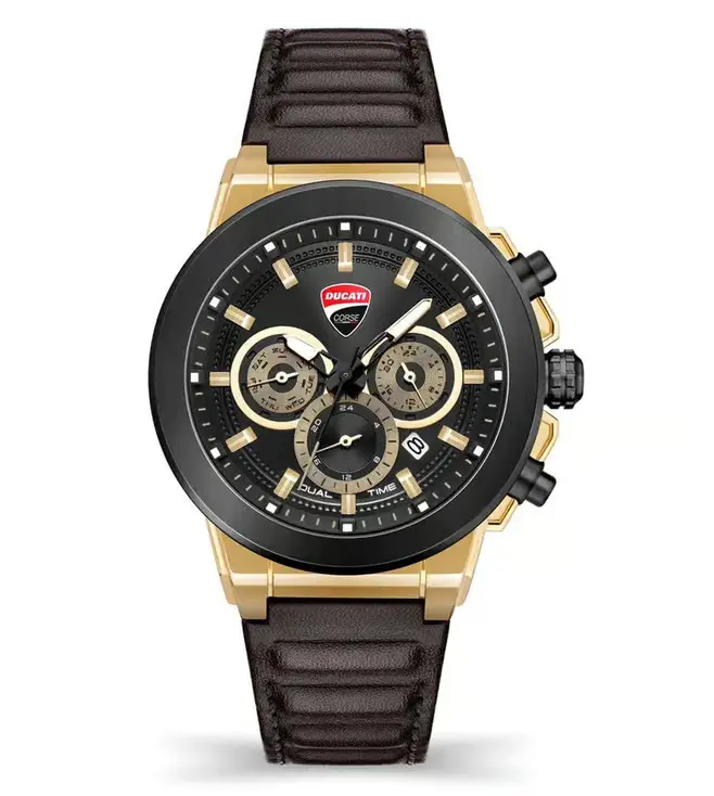 Ducati Leather Campione Classic Chronograph Analog Black Dial Men's Watch-Dtwgf2019202