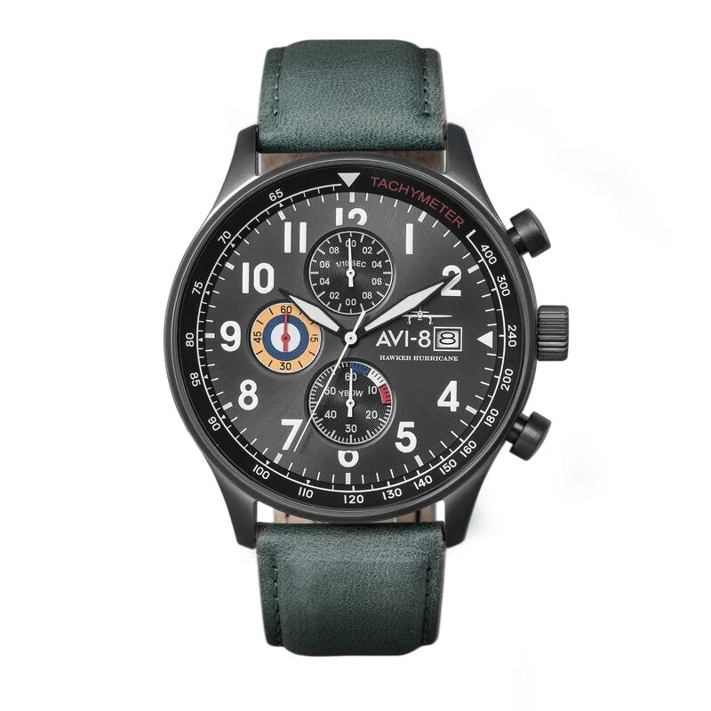 AVI-8 AVIATION GUN STEEL GRAY GREEN WATCH AV-4011-0D