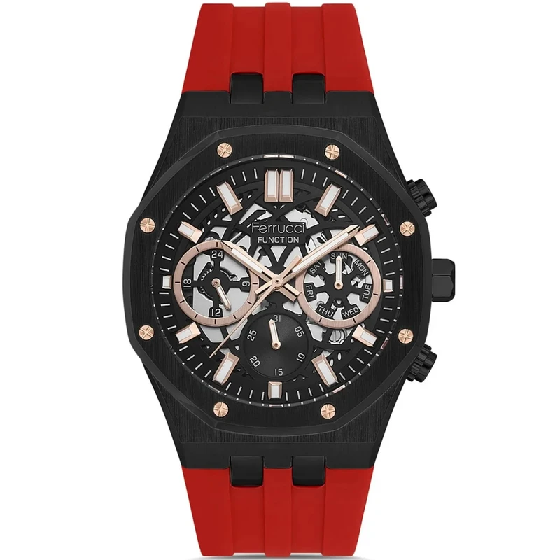 FERRUCCI RED RUBBER STRAP WATCH FC.03287-06