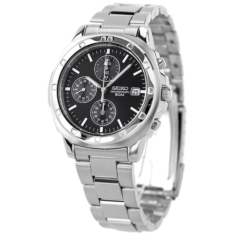 SEIKO BLACK DIAL CHRONOGRAPH MAN'S WATCH SND191P