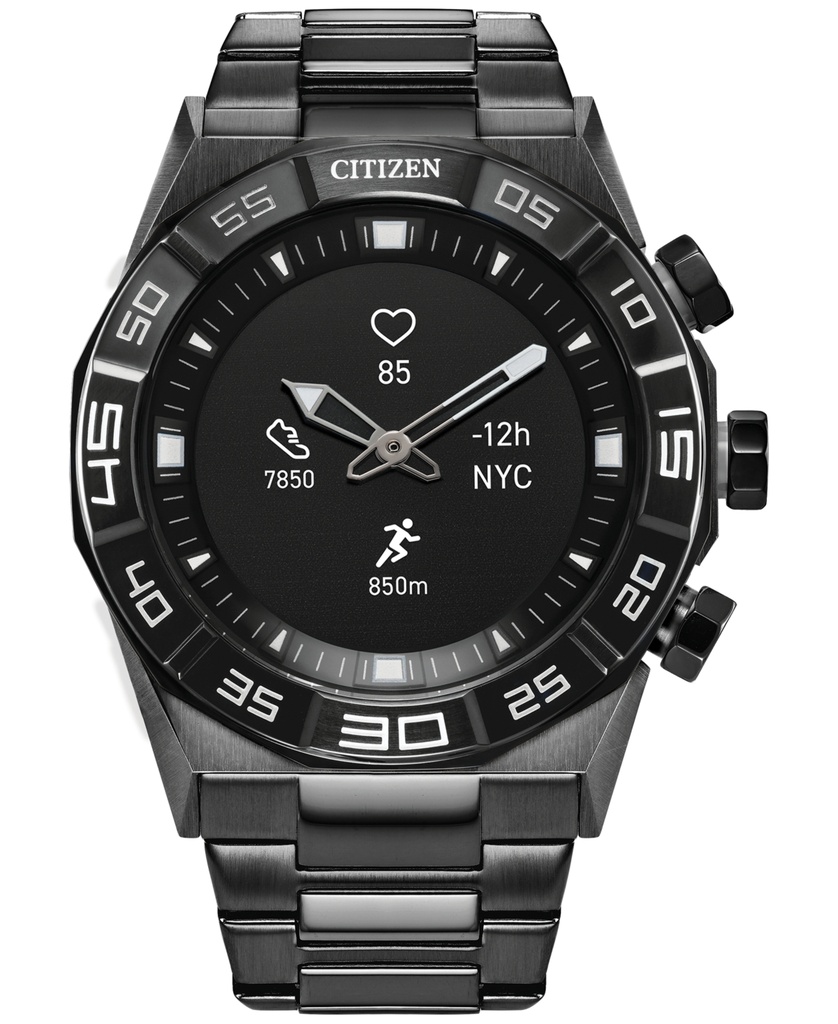 Citizen Men's Cz Smart Hybrid Hr Grey Ion-Plated Stainless Steel Bracelet Smart Watch 44mm - Grey