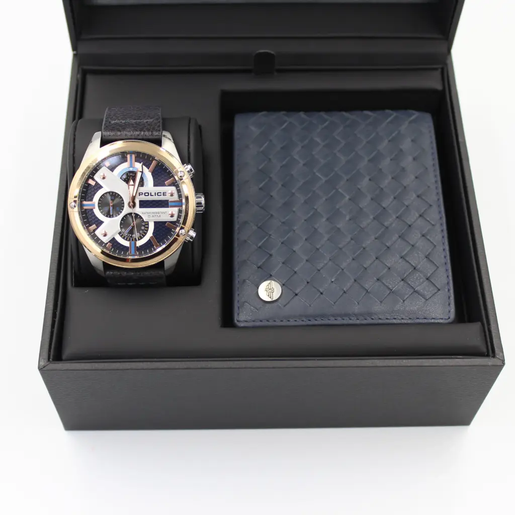 POLICE MAN WATCH+WALLET (2 PCS) SET P14837JSTR