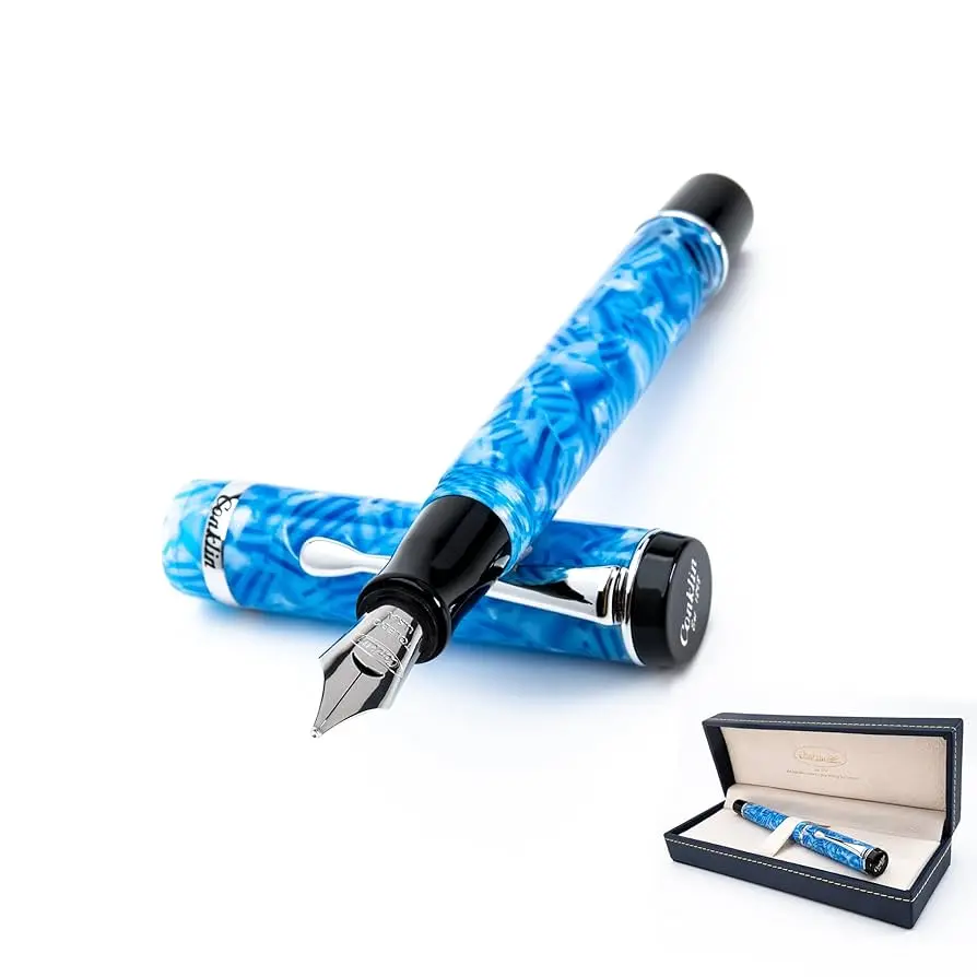 CONKLIN Duragraph Fountain Pen Ice Blue - Flex Nib, Dynamic Writing Tool with Cool Blue Finish