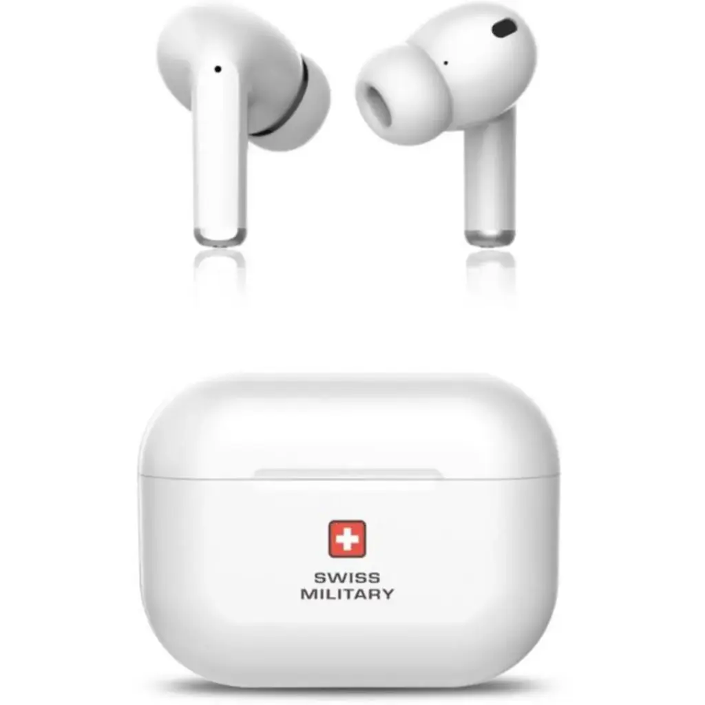 Swiss Military Delta 3ANC Wireless Charging TWS Earbuds | White | Active Noise Cancellation, Bluetooth 5.0, 8 Hours Battery Life 