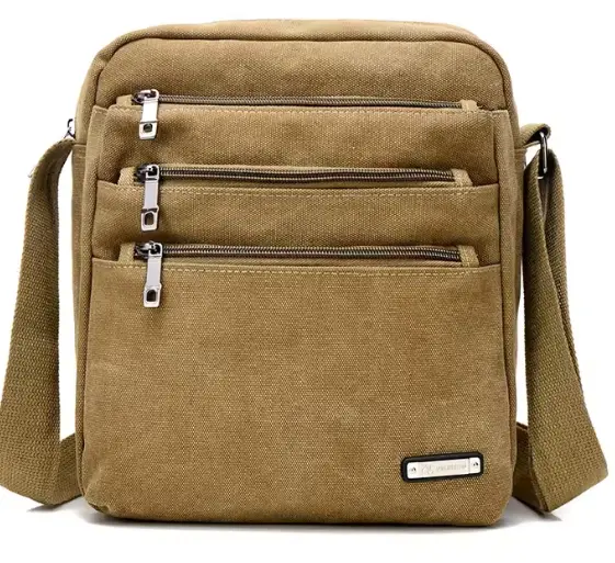 AJMAL Men’s khaki crossbody canvas bag 