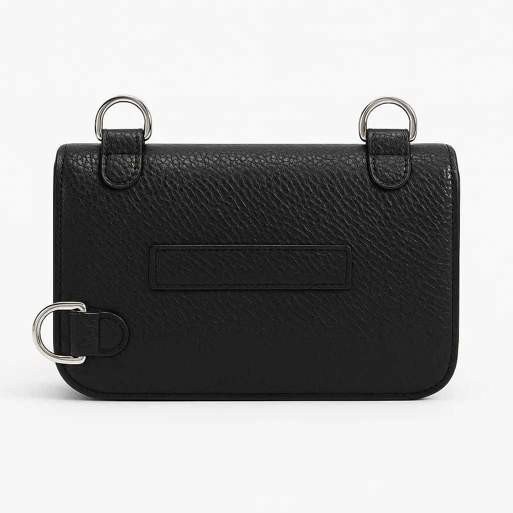 ZARA Small black handbag crafted from pebbled leather with sleek silver-tone hardware