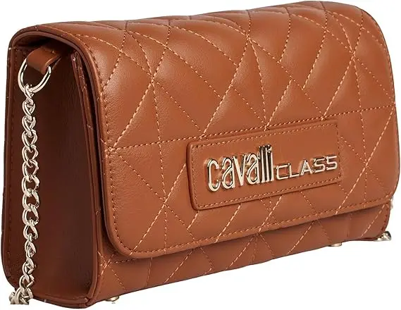 CAVALLI CLASS handbag in elegant brown with quilted design and gold-tone chain