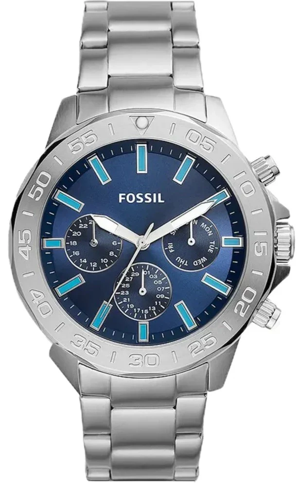 FOSSIL Bannon Multifunction Blue Dial Silver Steel Strap Watch-BQ2503