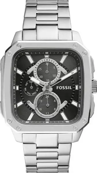 FOSSIL Inscription Multifunction Black Dial Silver Steel Strap Watch-BQ2655