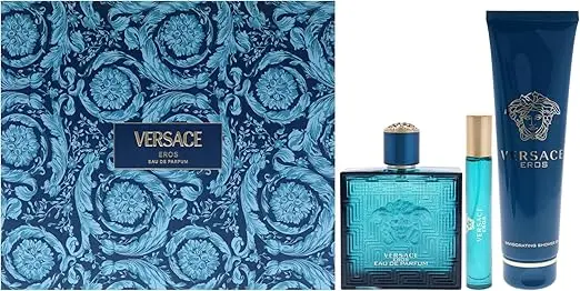 مجموعة فيرساتشي إيروس أو دو تواليت للرجال (100 مل عطر + 10 مل عينة + 150 مل جل استحمام)