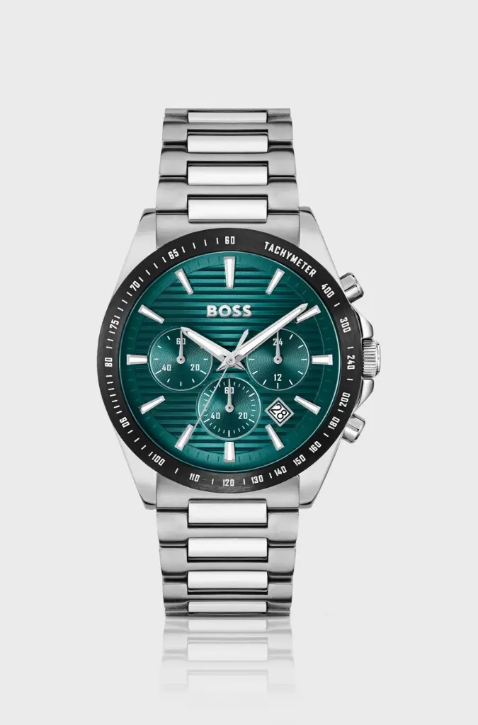 Hugo Boss Green Grooved Dial Chronograph Watch-HB1514241