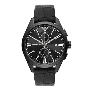 Emporio Armani Men's Chronograph Black Leather Watch AR11483