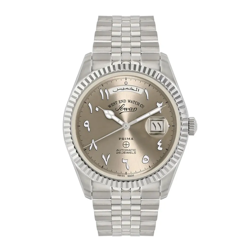 West End Men's Silver Tone Case Grey Arabic Dial Automatic Watch