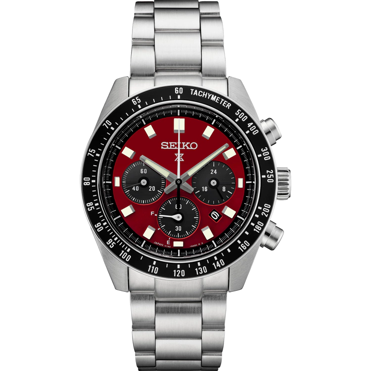 Seiko Prospex Speedtimer Solar Chronograph Red Dial Watch
