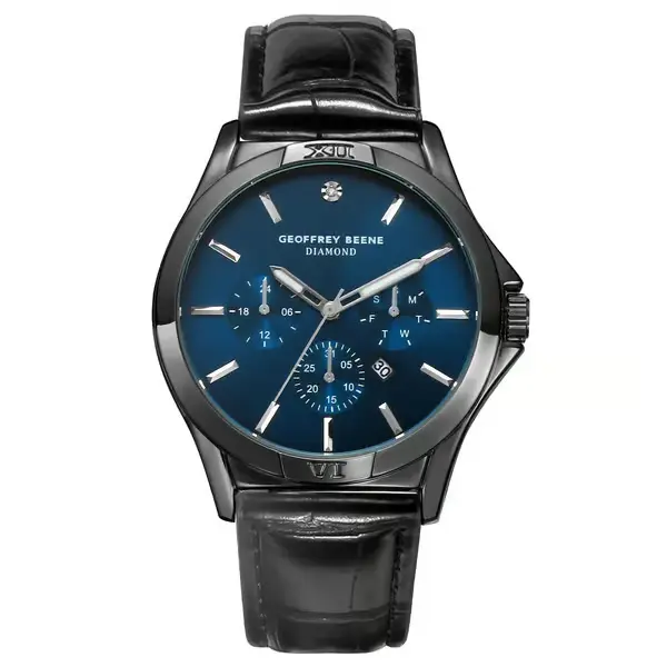 Geoffrey Beene® Gunmetal-Tone Diamond Dial Watch 