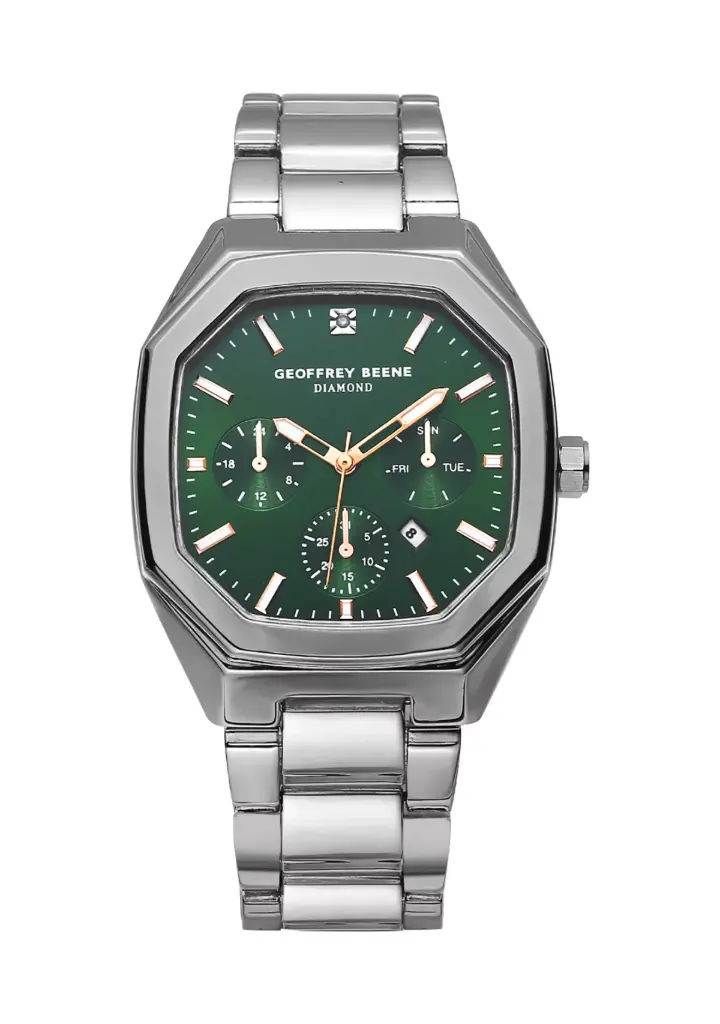 Geoffrey Beene® Gunmetal-Tone Diamond Dial Watch  