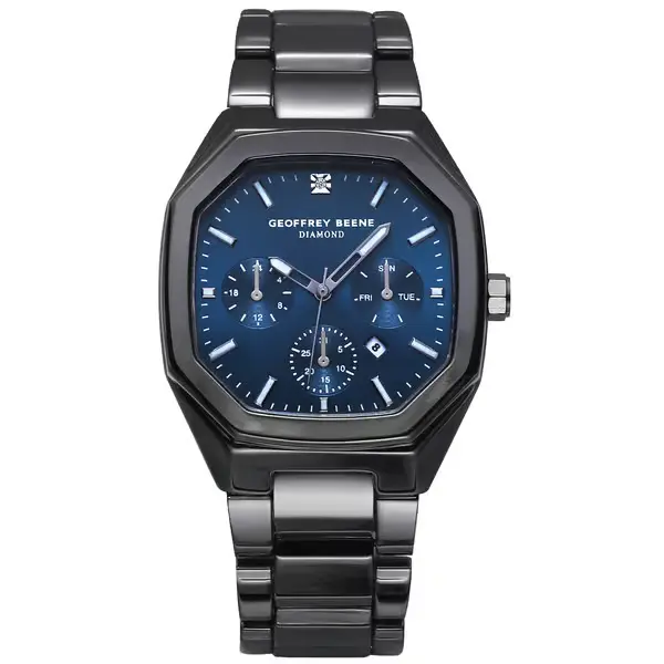 Geoffrey Beene® Gunmetal-Tone Diamond Dial Watch  