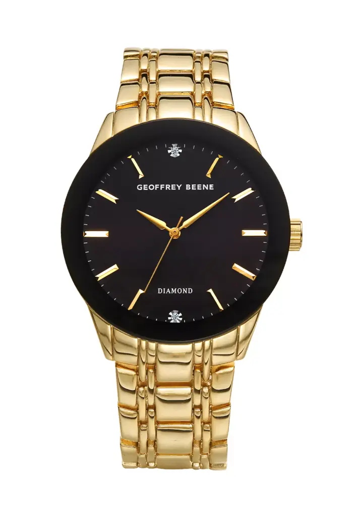Geoffrey Beene® Gunmetal-Tone Diamond Dial Watch   