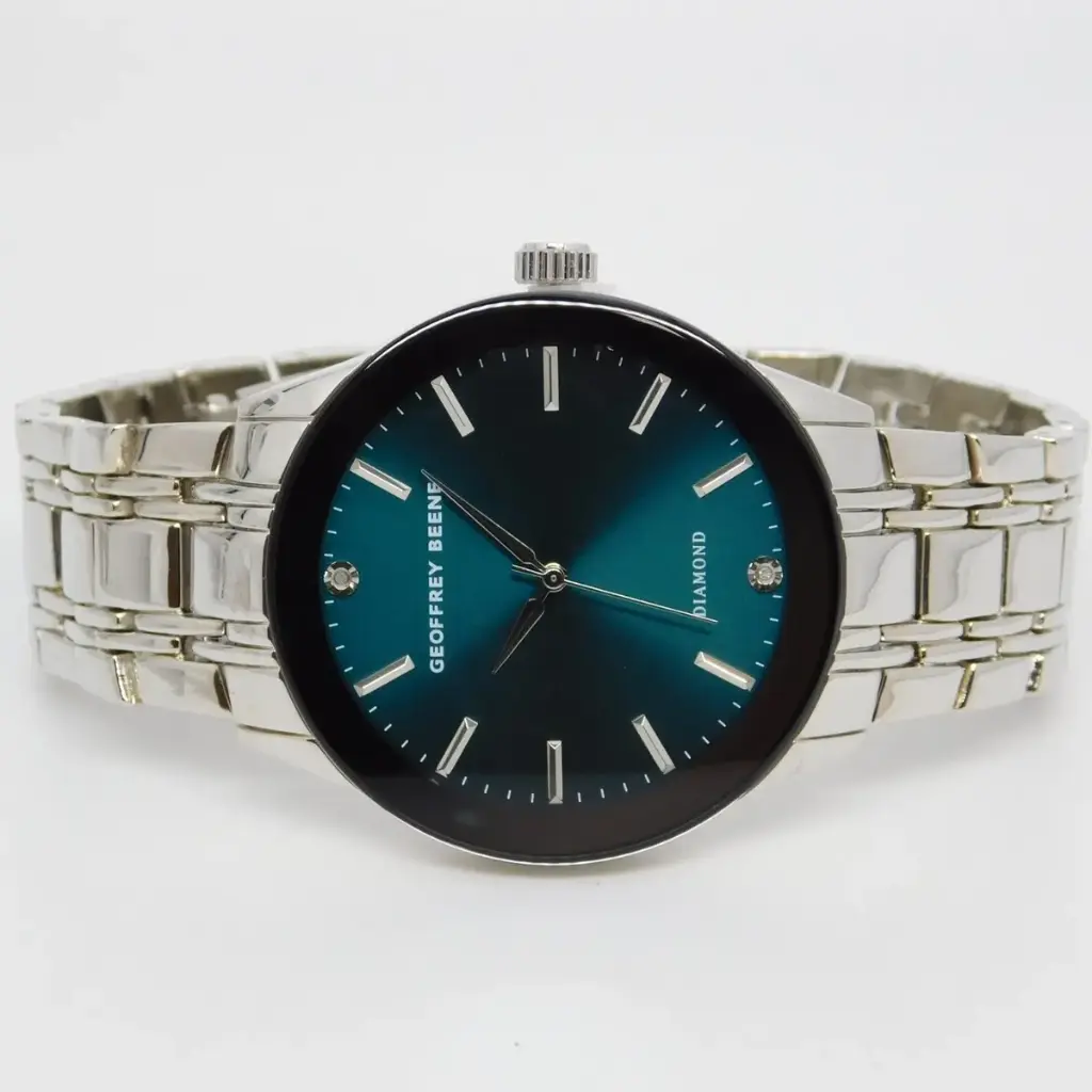 Geoffrey Beene® Gunmetal-Tone Diamond Dial Watch 