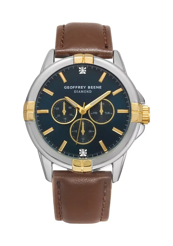 Geoffrey Beene® Gunmetal-Tone Diamond Dial Watch 