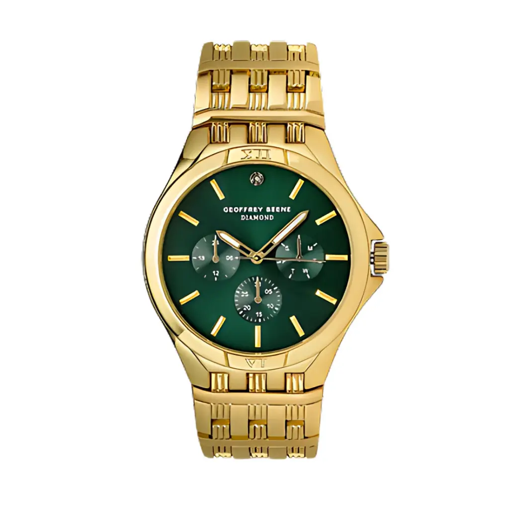 Geoffrey Beene® Gunmetal-Tone Diamond Dial Watch 