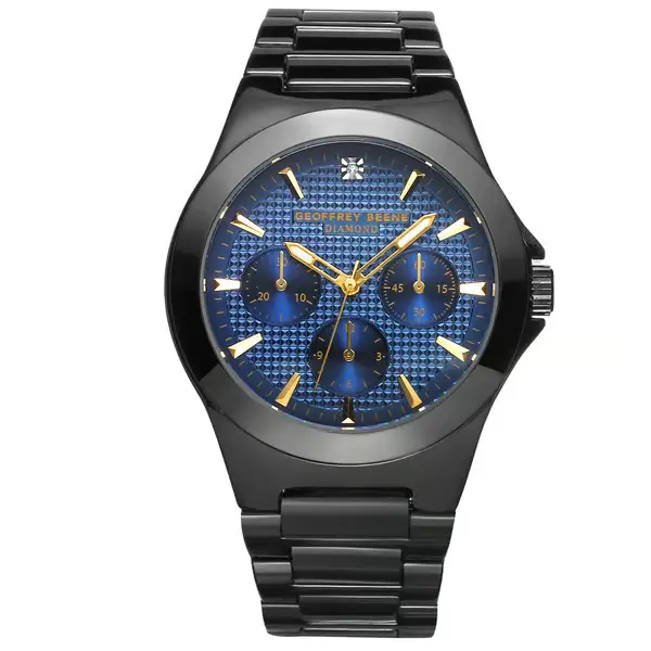 Geoffrey Beene® Gunmetal-Tone Diamond Dial Watch 