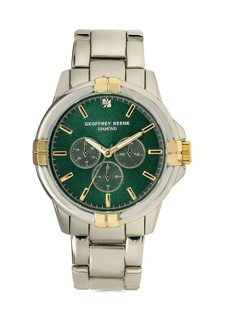 Geoffrey Beene® Gunmetal-Tone Diamond Dial Watch