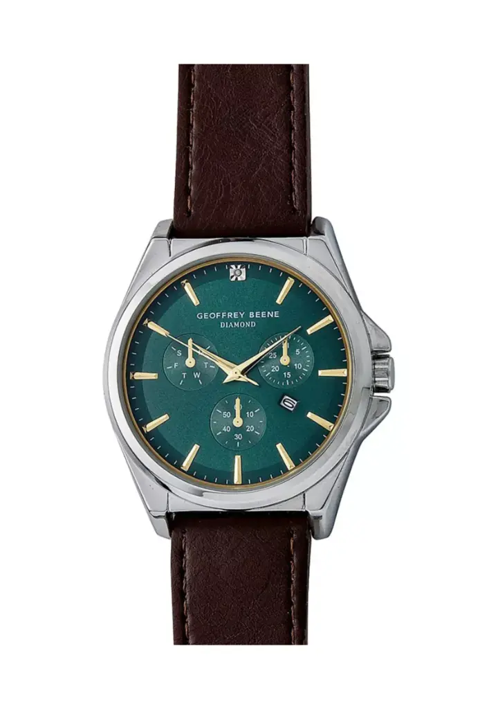 Geoffrey Beene® Gunmetal-Tone Diamond Dial Watch 
