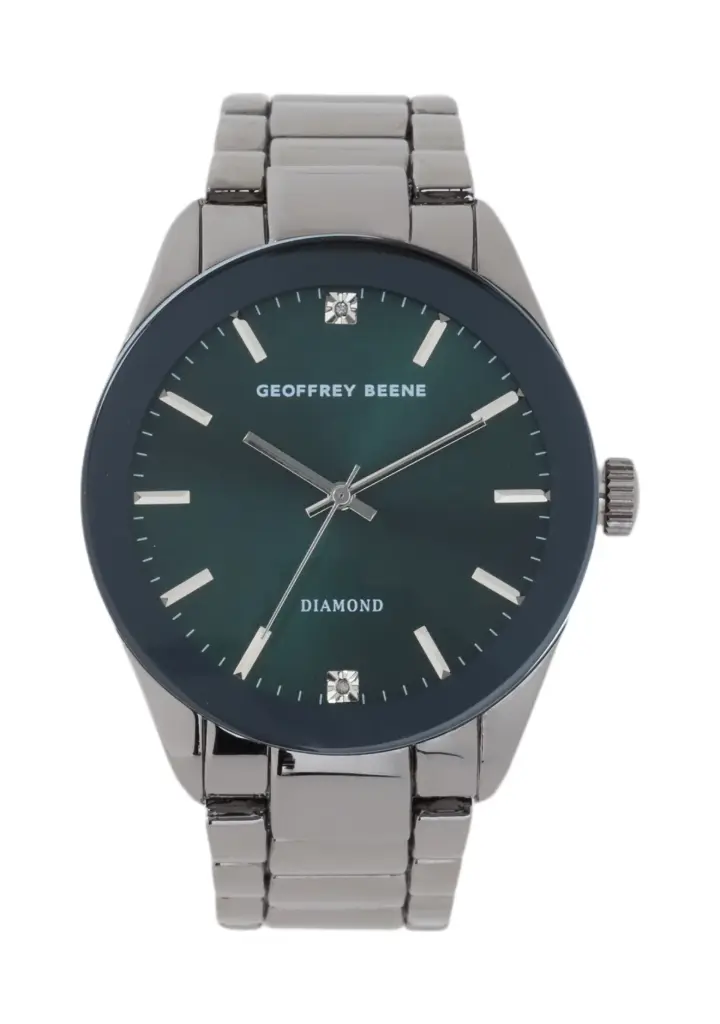 Geoffrey Beene® Gunmetal-Tone Diamond Dial Watch  