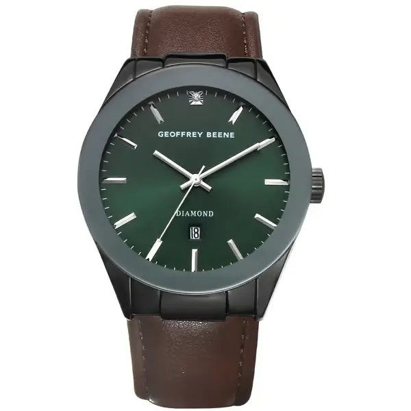 Geoffrey Beene® Gunmetal-Tone Diamond Dial Watch