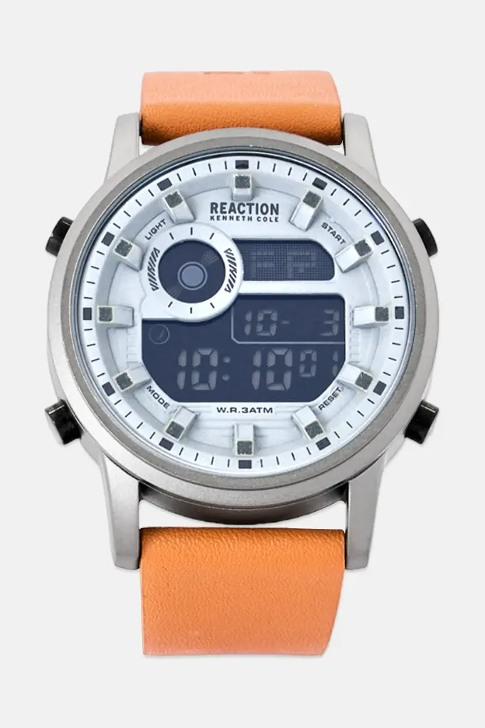 KENNETH COLE MEN'S LEATHER DIGITAL WATCH   