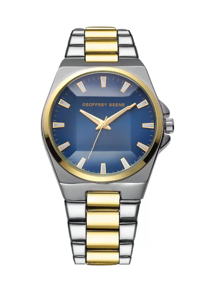 Geoffrey Beene® 41 Millimeter Faceted Glass Dial Watch