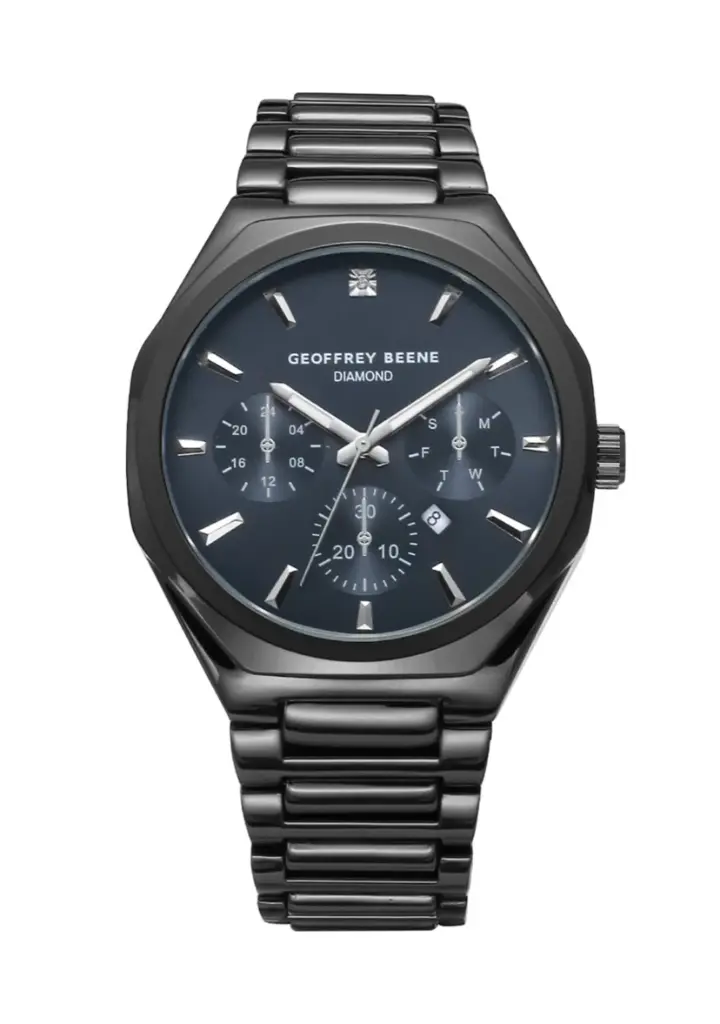 Geoffrey Beene® Gunmetal-Tone Diamond Dial Watch  