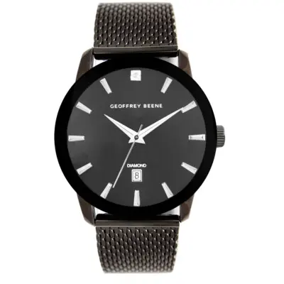 Geoffrey Beene® Gunmetal-Tone Diamond Dial Watch     