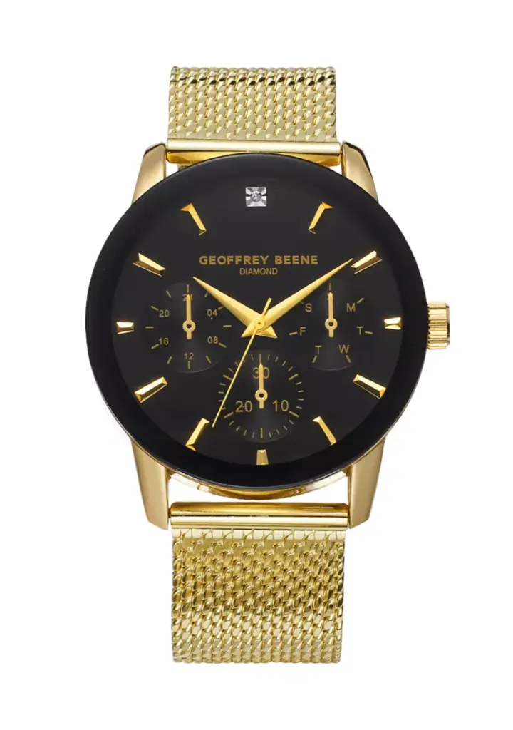 Geoffrey Beene® Gunmetal-Tone Diamond Dial Watch       