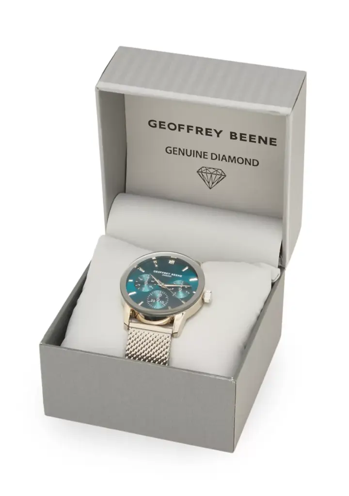 Geoffrey Beene® Gunmetal-Tone Diamond Dial Watch        