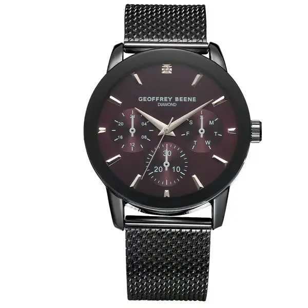 Geoffrey Beene® Gunmetal-Tone Diamond Dial Watch         