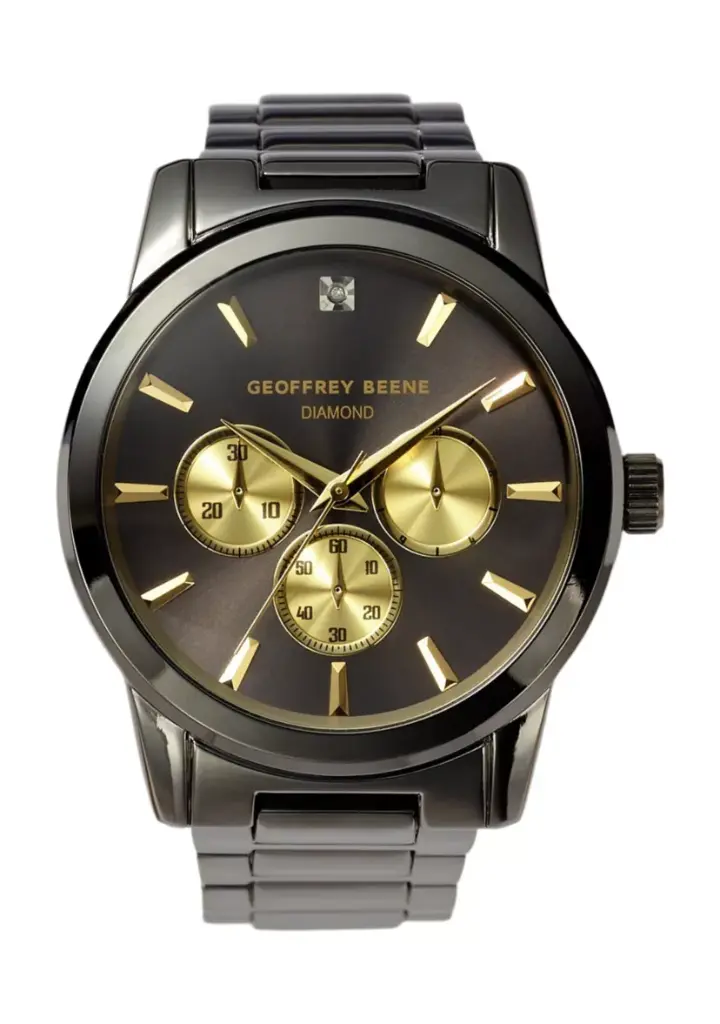 Geoffrey Beene® Gunmetal-Tone Diamond Dial Watch            