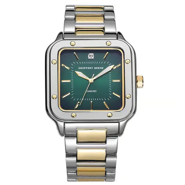 Geoffrey Beene® Gunmetal-Tone Diamond Dial Watch              