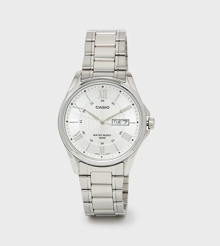 Casio Cream Dial Stainless Steel Strap Analog Watch