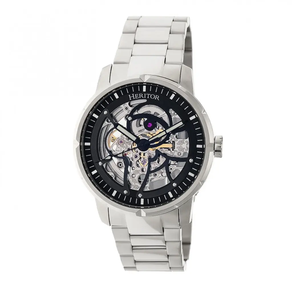 Heritor Automatic Ryder Men's Skeleton Dial Silver Bracelet Watch