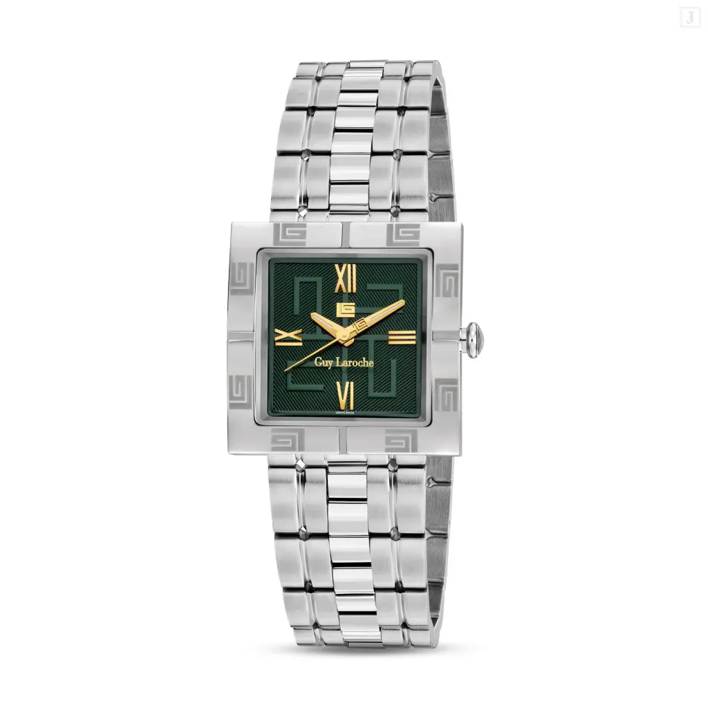 Guy Laroche Camille Gents Green Dial Stainless Steel Watch