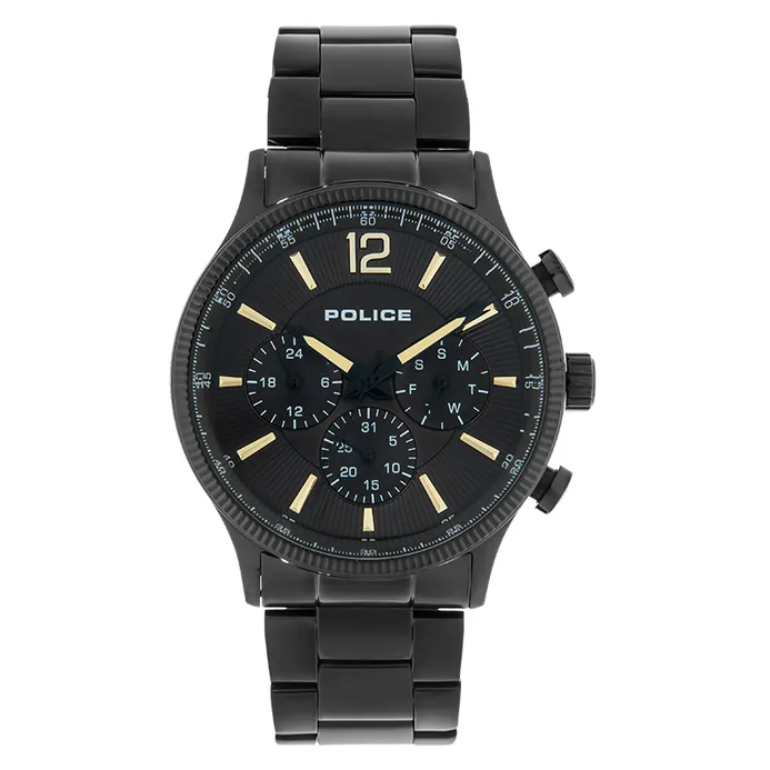 POLICE Men's Chronograph Black Dial Black Stainless Steel Watch 
