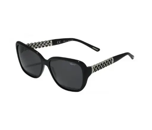 [SCH184S] Chopard Oval Black Frame & Black Mirrored Sunglasses for Women SCH184S 